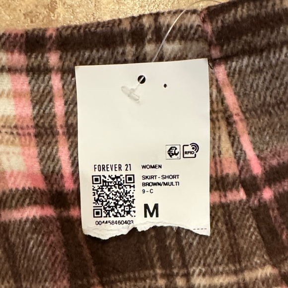 Forever 21 Pink and Brown Plaid Mini Skirt - Size Medium - Picture 3 of 3